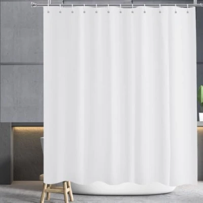 Bild av YISURE Duschdraperi, vitt, antimögel, för badrum, extra brett, vattenavvisande, badkar, perfekt som rumsavdelare, bredd 240 x höjd 180 cm