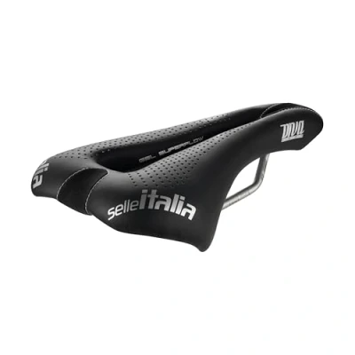 Bild av SELLE ITALIA Siodło DIVA GEL SUPERFLOW S (id match S3) TI 316 Tube 7, fibra tek, 275g sort (NEW)