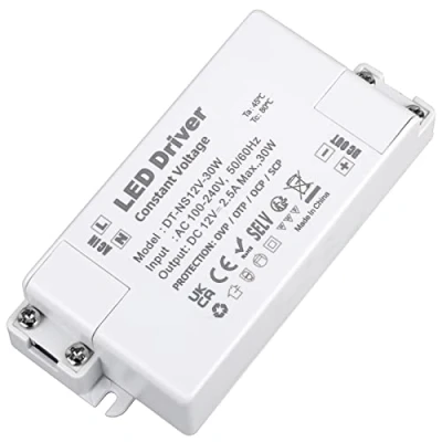 Bild av VARICART LED drivrutin 12V 30W, transformator AC till DC 2,5A, Konstant spänning strömförsörjningsadapter, lågspänningstransformator för skåpljus ljusremsa G4 MR11 MR16 lampor