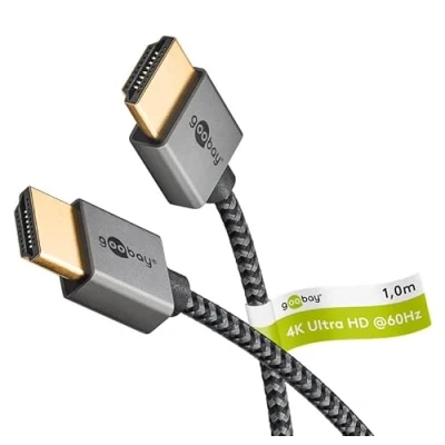 Bild av Pro HDMI 2.0 sleeved Displaykabel 1m Grå