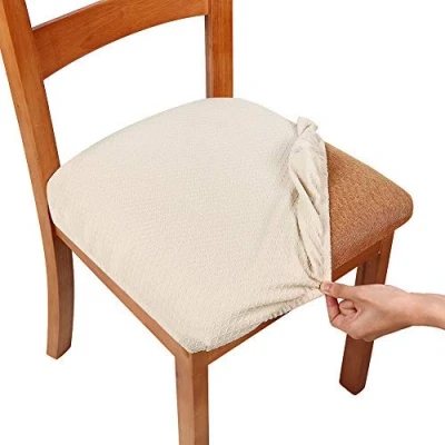 Bild av Homaxy stolsöverdrag, universellt tvättbart matsalsskydd, mycket lätt att rengöra och hållbart, installera (beige, 4 stycken)
