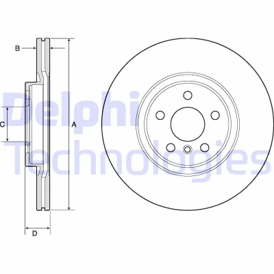 Bild av DELPHI BG4780C Disque de frein 330 24 5 ventilé revêtu non traité sans roulement roue, bague ABS BMW: X1, 2 Gran Tourer, Active Tourer