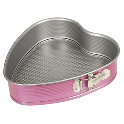 Bild av Zenker kreativ studio hjärtfjäderform, bakform med platt botten, hjärtformad kakform non stick beläggning, bakning (färg: rosa, silver), kvantitet: 1 styck