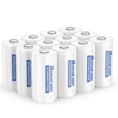 Bild av BONAI CR123A litiumbatterier 3 V 1 500 mAh CR123 batteribatterier ej uppladdningsbara låg självurladdning 12 stycken för ficklampa, kamerablixt, leksaker, mikrofon, intelligenta instrument