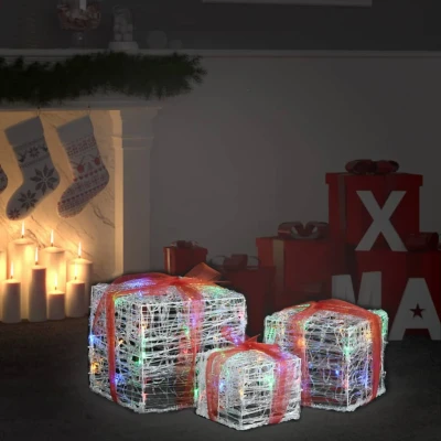 Bild av VidaXl Juldekoration Julklappar Akryl 3 St Flerfärgad