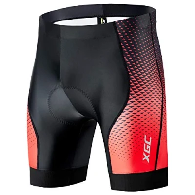 Bild av XGC herr korta cykelbyxor och cykelunderbyxor cykelshorts för män elastisk ventilerande 4D svamp sittkudde med hög densitet, Svart_röd, M