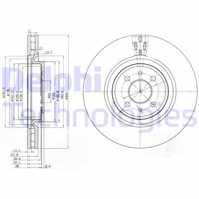 Bild av DELPHI BG3387 Disque de frein 304 28 4 ventilé huilé non traité sans roulement roue, bague ABS FIAT: Coupe