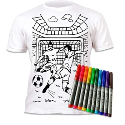 Bild av Splat Planet Color i fotbollst shirt med 10 giftfria tvättbara magiska färgpennor Färg in och tvätta ut T (7 8 år)