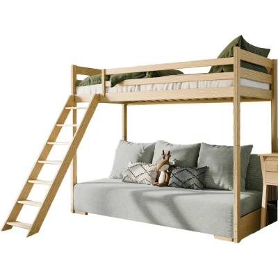 Bild av Lano Meble SOFINO Familjesäng / Soffa 90x200/140x200cm Furu Med Grått Överdrag