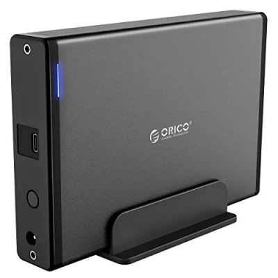 Bild av ORICO 3,5 tums hårddiskhölje med avtagbart hölje, extern USB 3.1 Gen 1 till SATA 3.0 adapter för HDD 12 V 2 A nätaggregat (20 TB Max, blå display)