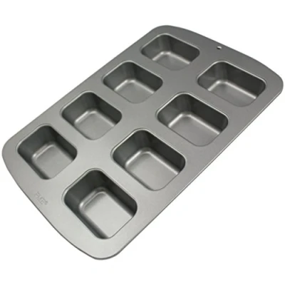 Bild av PME CSB107 kolstål non stick 8 mini avlång kakform, grå, 37,2 x 26,1 3,6 cm