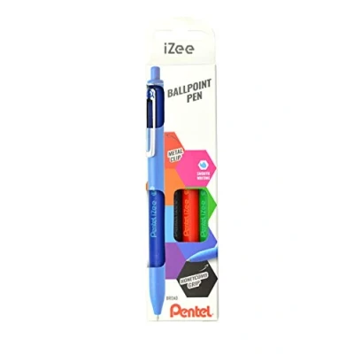 Bild av Pentel BX470 4 kulspetspenna IZee, tryckmekanik, metallklämma, 1,0 mm linjetjocklek, set om 4, svart, röd, blå, grön