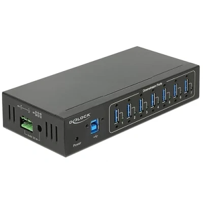 Bild av DeLOCK External Industry Hub 7 x USB 3.0 Type A with 15 kV ESD protection 3.2 porte Svart