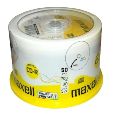 Bild av Maxell 50 x CD R 700 MB (80min) 52x utskrivbar yta spindel
