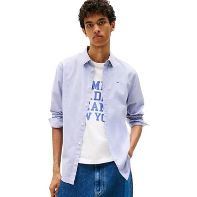 Bild av TOMMY JEANS herr TJM Slim Stretch Oxfordskjorta DM0DM09594, blå, S, Blå (mjuk safir), S