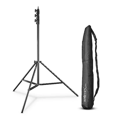 Bild av Walimex pro AIR 355 lampstativ ljusstativ med luftfjädring, max. höjd cm, 8 kg lastkapacitet, mycket hög och stabil, aluminium, för fotograferingsstudio utomhus, svart
