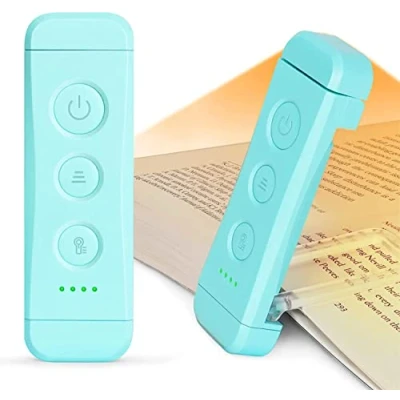 Bild av Glocusent USB laddningsbart bokljus, ögonvårdande lä, kläm på bok, 3 färger och 5 ljusstyrkor, dimbar, bärbar flexibel, långvarig upp till 80 timmar, perfekt för Booklovers barn (Blå)