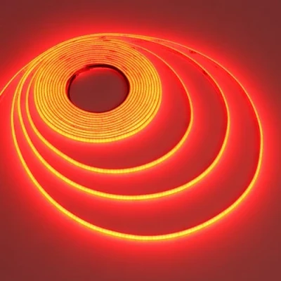 Bild av TOPAI 24 V röd COB LED remsa, 5 m smal mm bredd, 400LED/M CRI&gt;90 flexibel IP20 klistermärke, icke vattentät för hem, sovrum, kök