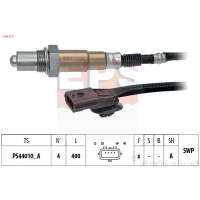 Bild av EPS 1.998.312 Sonde lambda avec monture Made in Italy OE Equivalent chauffé, planaire, Filetage prégraissé RENAULT: CLIO 3, TWINGO 2