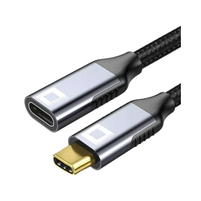 Bild av CO2 USB C Thunderbolt 3.0 förlängningskabel, ultrasnabb dataöverföring på 10 Gbps, stöd för 4K/60 Hz, 100W snabbladdning, aluminium rymdgrå, kompatibel med iPhone, MacBook, iPad Pro (3m)