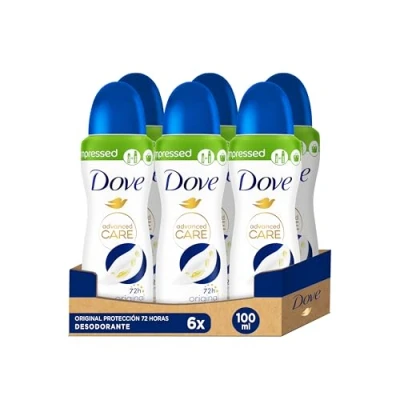 Bild av Dove Advanced Care Anti Perspirant Deo Spray Original Compressed skyddar 72 timmar mot kroppslukt och våta underarm med Skin Hydration Technology 100 ml
