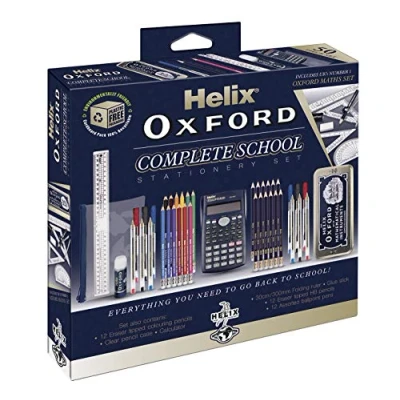 Bild av Helix Oxford komplett tillbaka till skolan skrivmaterial set, blå, 899784