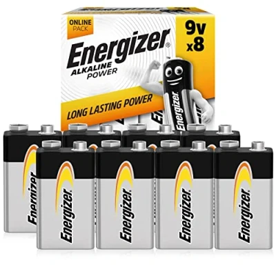 Bild av Energizer batterier, 9 V blockbatteri alkalisk, 8 stycken