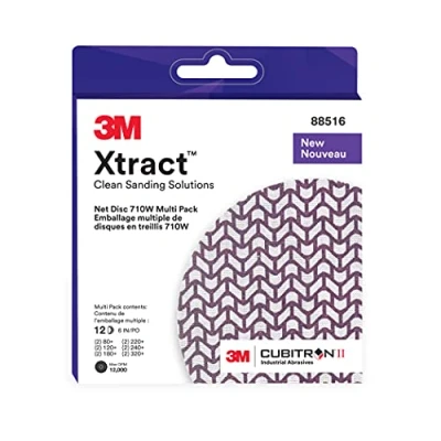 Bild av 3M Xtract Cubitron II Nätskiva 710 W, 6 tum, 12 stycken multipack krok och ögla slipskivor, 80+, 120+, 180+, 220+, 240+, 320+, praktiskt taget dammfri, blandade kvaliteter, 88516