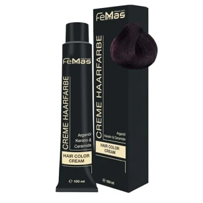 Bild av FemMas hårfärg mellanbrun mahogny 4,5 I professionell kräm brunt med vårdande arganolja, keratin och ceramider som permanent eller nyans, 100 ml