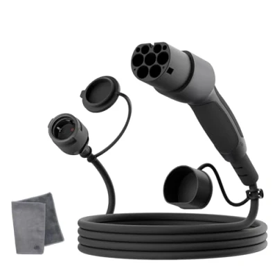 Bild av dé Adapter typ 2 till Schuko [3m 16A] laddningspunkt för elbilar, laddning av AMI, elcykel, elscooter, elmotorcykel vid laddstationer/väggboxar Ej V2L