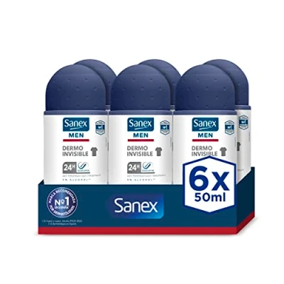 Bild av Sanex Män Dermo osynlig, Deodorant Man, Roll on deodorant, Antiperspirant, Pack 6 Uds x 50ml