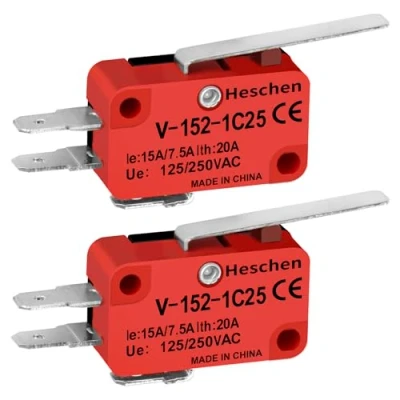 Bild av Heschen Mikrobrytare V 152 1C25 SPDT Kort gångjärn spak 20 A 250 VAC 2 pack