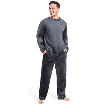 Bild av CityComfort Herr Shimmer Fleece Lounge Set Pyjamas (L, Charcoal)