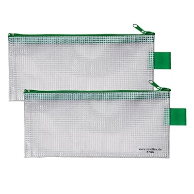 Bild av VELOFLEX A270600 dragkedjeficka DIN A6, 2 stycken, 200 x 100 mm, dokumentväska av tygförstärkt PVC