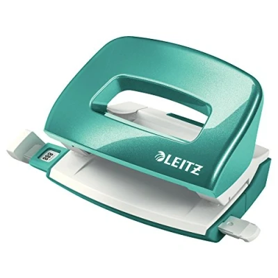 Bild av Leitz WOW Mini Hålslag, 10 ark, styrskena med formatmarkeringar, metall, isblå, 50601051