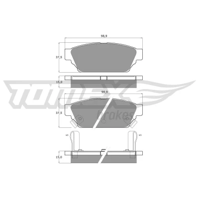 Bild av TOMEX brakes TX 11 55 Jeu de plaquettes frein Essieu arrière avec indicateur d&#039;usure MITSUBISHI: Carisma 5 portes, COLT 4, Lancer 6 Limousine