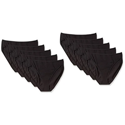 Bild av Amazon Essentials Women&#039;s Korta underkläder i bomull med höga ben (finns plusstorlek), Pack of 10, Svart, S