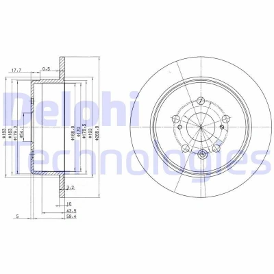 Bild av DELPHI BG2594 Disque de frein 269 10 5 plein huilé non traité sans roulement roue, bague ABS TOYOTA: Celica IV Cabriolet, VI Coupe