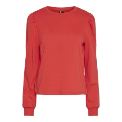 Bild av PIECES Damer Pcchilli Ls Puff Sweat Noos Cp Bc sweatshirt, Vallmo röd, M
