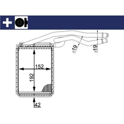 Bild av MAHLE ORIGINAL AH 22 000S Radiateur De Chauffage avec accessoires pièces d&#039;assemblage, cache FORD: FIESTA 5, Fusion Break, MAZDA: 2 5 portes