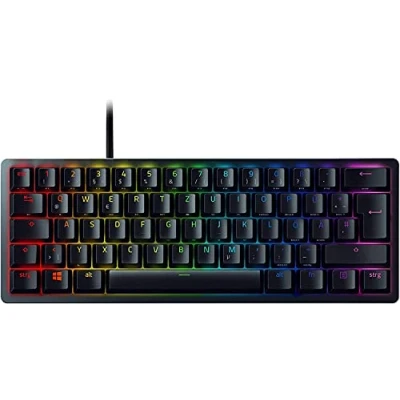 Bild av Razer Huntsman Mini (Purple Switch) kompakt 60% speltangentbord (klickande optiska mekaniska brytare, Doubleshot PBT tangentskydd, avtagbar USB C kabel) QWERTZ DE layout svart