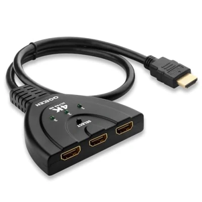 Bild av HDMI omkopplare 4K, QGECEN splitter 3 i 1 utgång, portars omkopplare, hubb för TV Amazon Fire Stick Chromecast Roku bärbar dator Playstation Xbox, stöder Full HD 1080P 3D HDCP