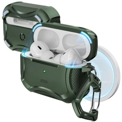 Bild av ESR för AirPods Pro 2 fodral, MagSafe trådlös laddning, kompatibel med 2:a generationen 2023/2022/1:a 2019, magnetiskt lock, HaloLock Cyber Armor tufft fodral AirPod