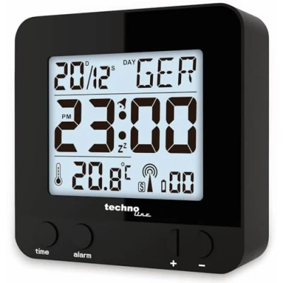 Bild av Technoline WT 235 svart radiostyrd väckarklocka med touchsensor, 8 x 2,5 cm