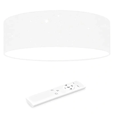 Bild av Navaris LED taklampa 40 cm dimbar färgtemperaturförändring fjärrkontroll 22 W tyg vit stjärnhimmel vardagsrum sovrum barnrum lampa tak