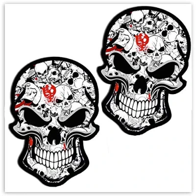 Bild av SkinoEu® 2 stycken vinyl dekal bildekal Bomb Stickers Skull skalle dödhuvud Horror bil motorcykel cykel hjälm fönster dörr tuning B 52
