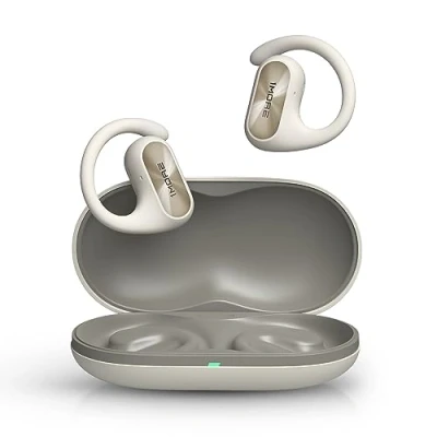 Bild av 1MORE Fit SE S30 Open Ear True Wireless Bluetooth hörlurar med 4 mikrofoner för tydliga samtal, delad design öronkrokar, IPX5, 30H speltid, kompatibel iPhone och Android (vit)