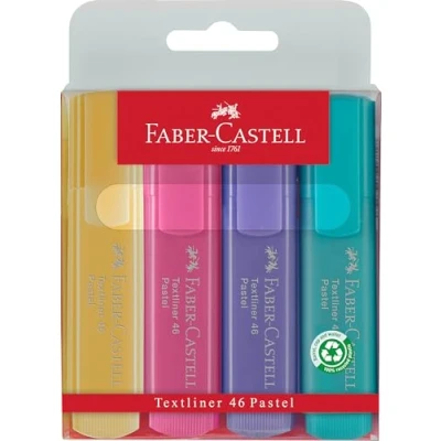 Bild av FABER CASTELL 154610 Överstrykningspenna set 1546, ask med 4 st, pastellfärger, hållbar kilspets, linjebredd 1 5 mm