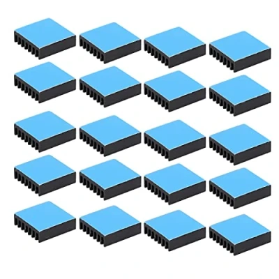 Bild av 20st 20 mm kylfläns, x 6 liten aluminium kylfläns kylflänssats för PC chips, 3D skrivare och elektrisk utrustning(With Adhesive)