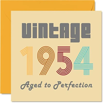 Bild av 70:e födelsedagskort för män kvinnor vintage 1954 åldrad till perfektion 70 roligt henne honom, 145 mm x bästa vän födelsedag gratulationskort mamma pappa farfar